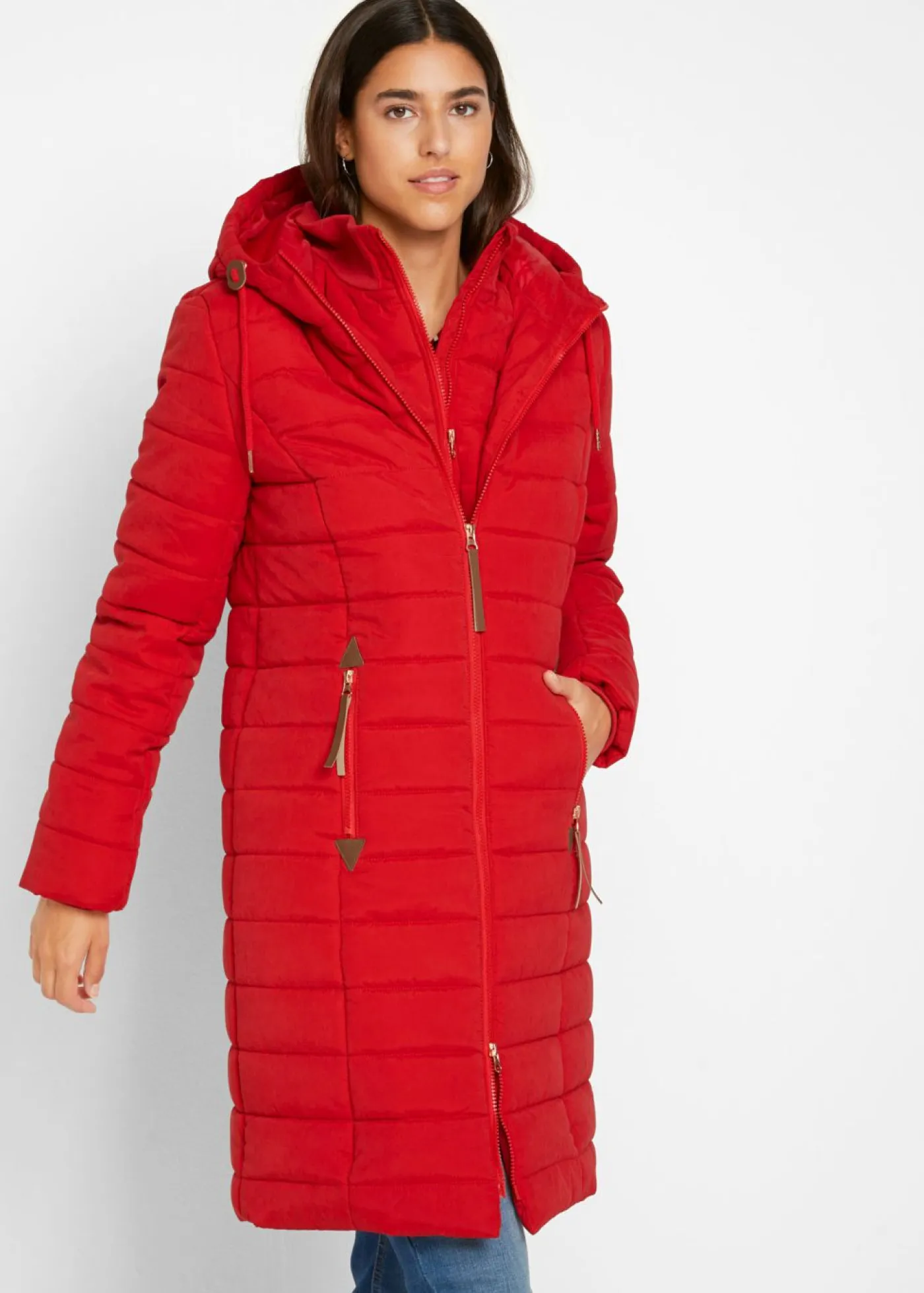 bonprix bonprix Chaquetas Y Abrigos>Abrigo acolchado, aspecto 2 en 1 rojo intenso