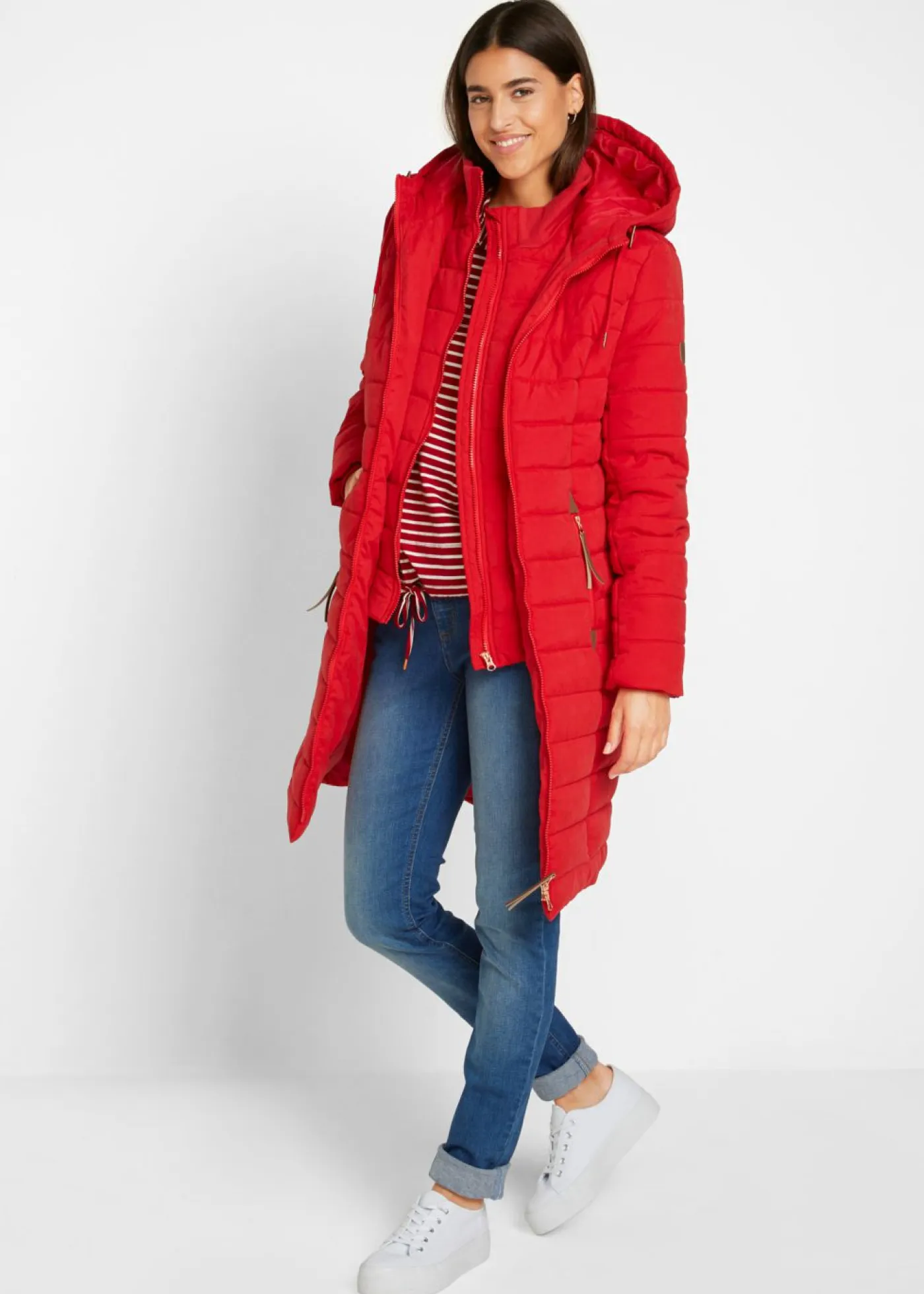bonprix bonprix Chaquetas Y Abrigos>Abrigo acolchado, aspecto 2 en 1 rojo intenso