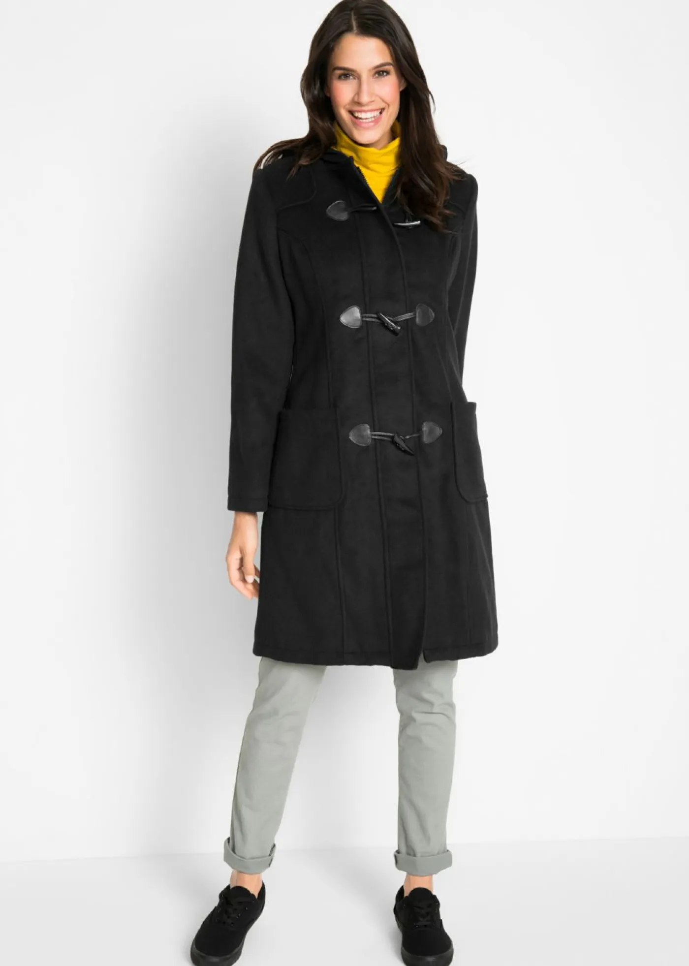 bonprix bonprix Chaquetas Y Abrigos>Abrigo con aspecto de lana Negro