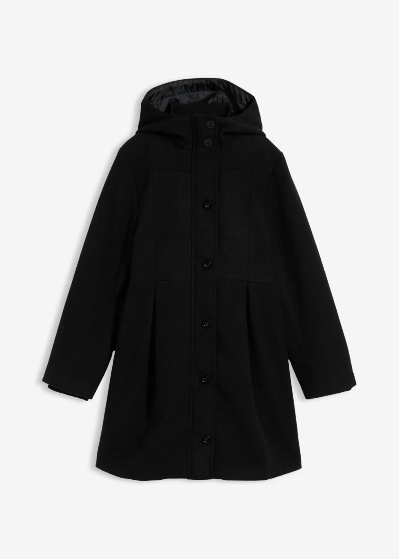 Niños bonprix bonprix Abrigo con capucha, pliegues y línea en A