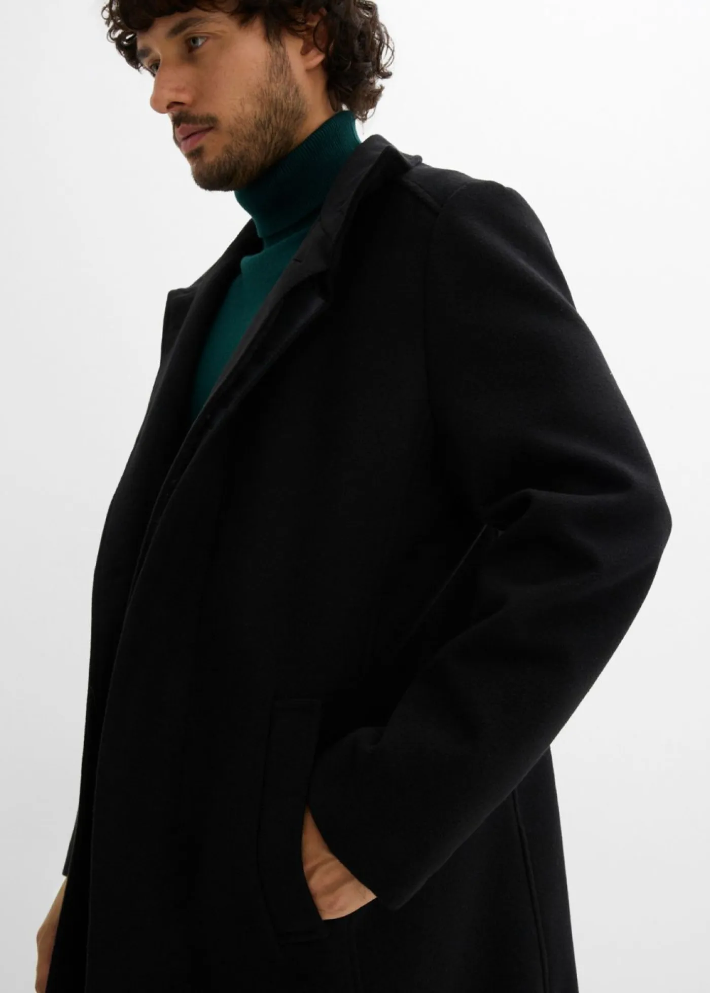 bonprix bonprix Chaquetas Y Abrigos·Abrigos>Abrigo corto con aspecto de lana Negro