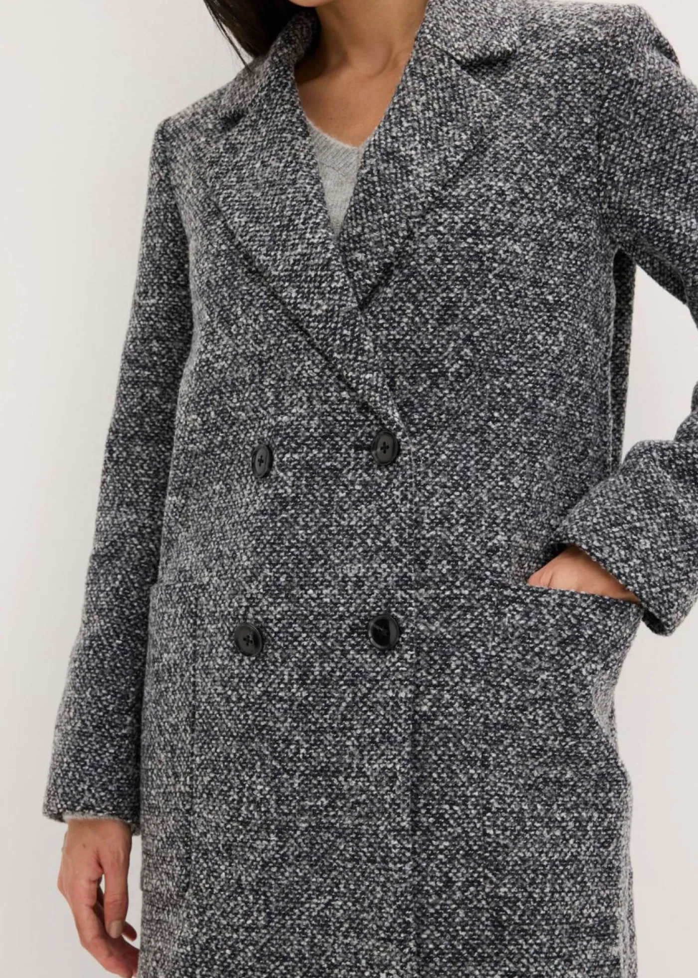 bonprix bonprix Chaquetas Y Abrigos>Abrigo corto con aspecto de lana Antracita oscuro jaspeado