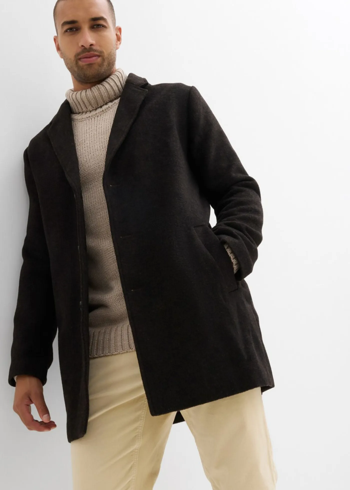 Hombre bonprix bonprix Abrigo corto con contenido de lana