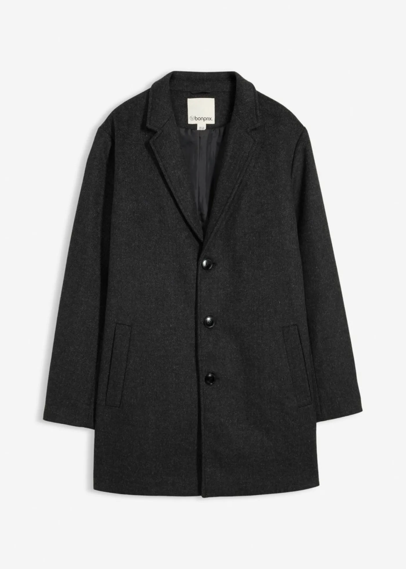 bonprix bonprix Chaquetas Y Abrigos·Abrigos>Abrigo corto con contenido de lana Antracita jaspeado