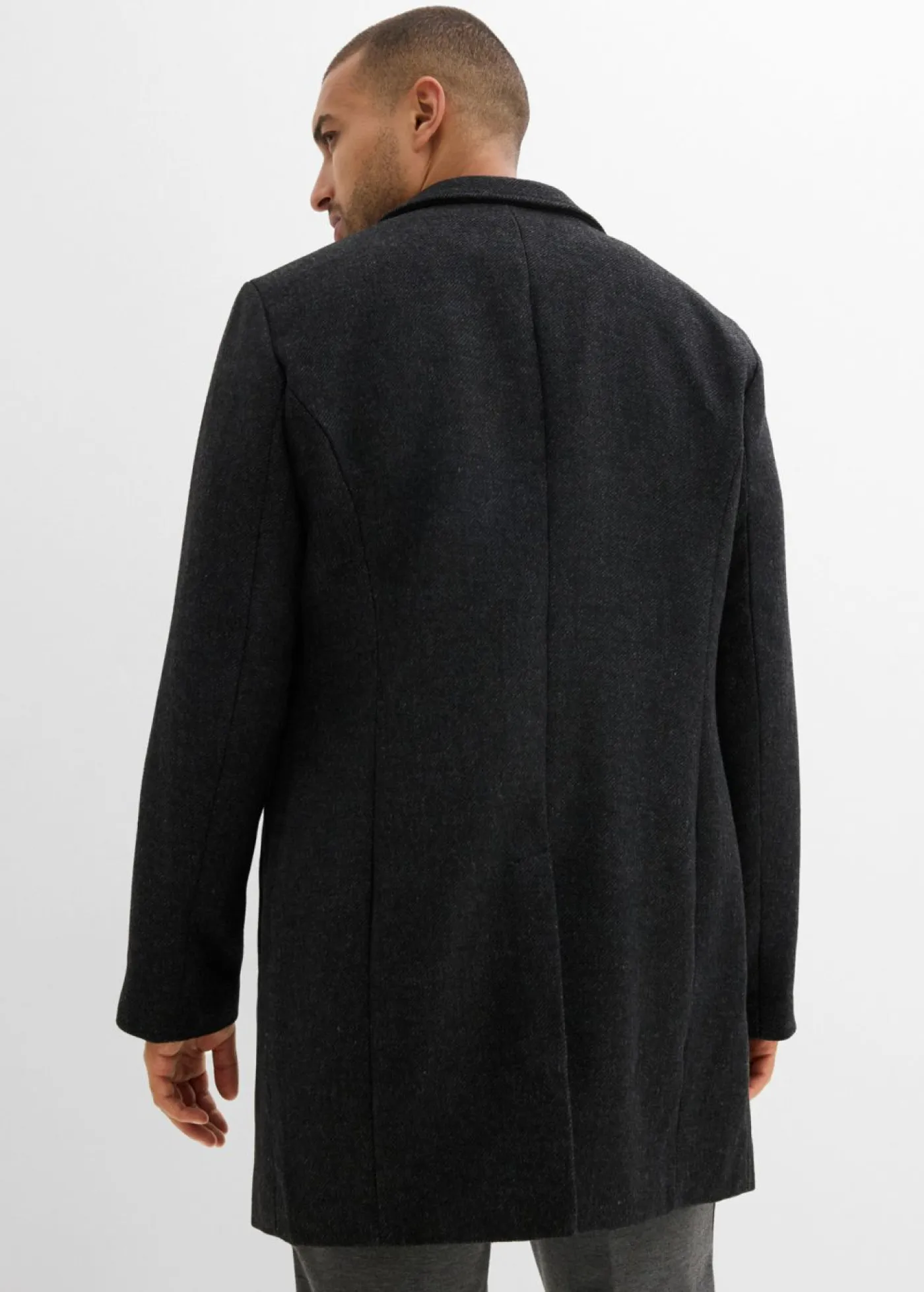 bonprix bonprix Chaquetas Y Abrigos·Abrigos>Abrigo corto con contenido de lana Antracita jaspeado