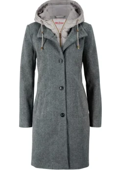 Mujer bonprix bonprix Abrigo corto de invierno con aspecto de lana y diseño 2 en 1