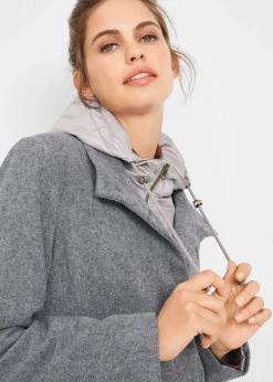Mujer bonprix bonprix Abrigo corto de invierno con aspecto de lana y diseño 2 en 1