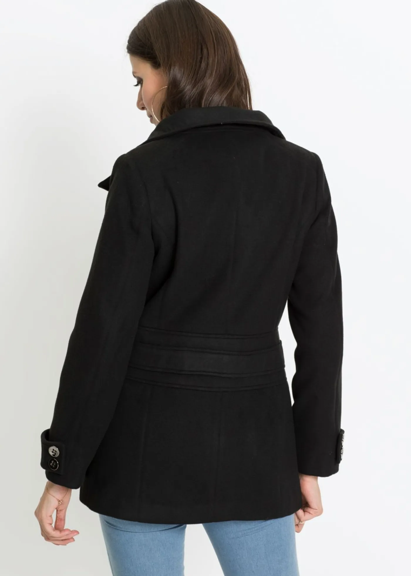 bonprix bonprix Chaquetas Y Abrigos|Tallas Pequeñas>Abrigo corto en talla petite Negro
