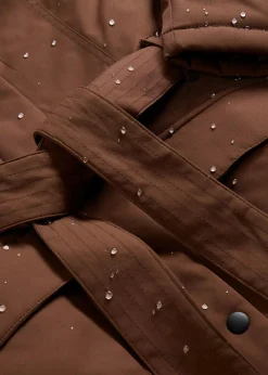 Mujer bonprix bonprix Abrigo corto para exteriores con cinturón, material impermeable y forro de leopardo