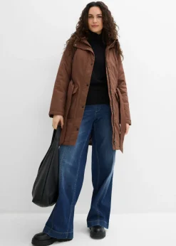 Mujer bonprix bonprix Abrigo corto para exteriores con cinturón, material impermeable y forro de leopardo