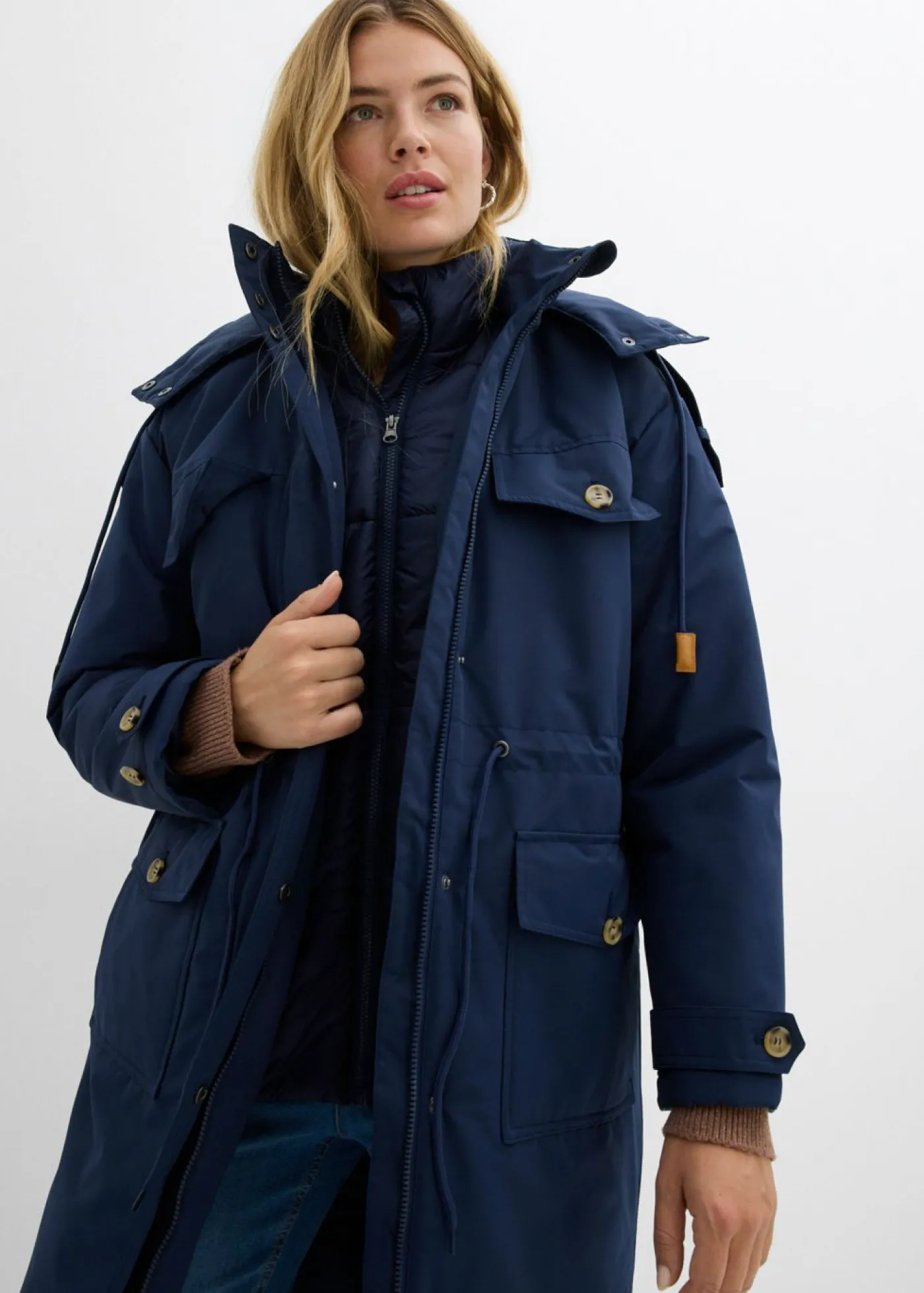 bonprix bonprix Chaquetas Y Abrigos>Abrigo de invierno, aspecto 2 en 1 Azul marino
