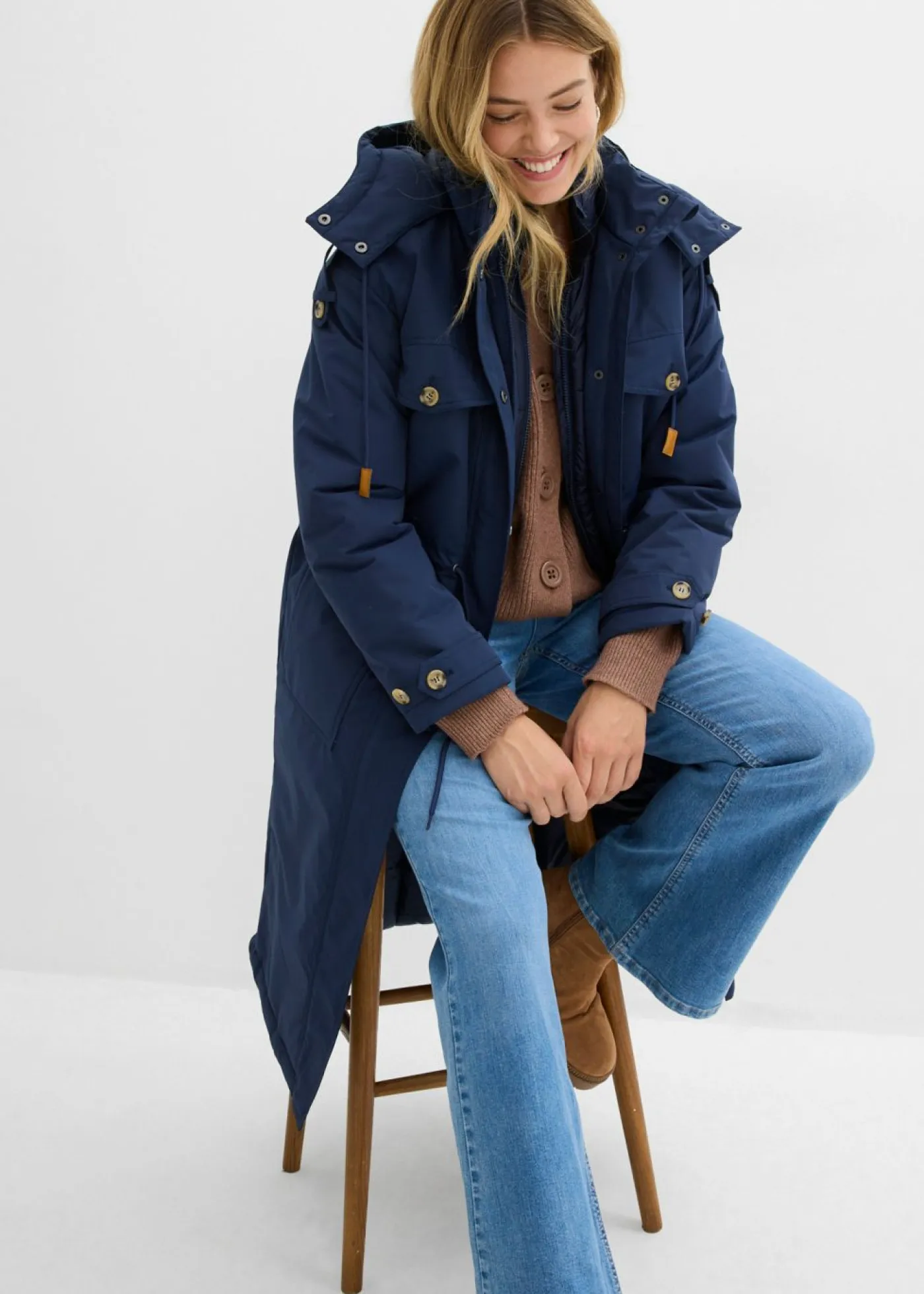 bonprix bonprix Chaquetas Y Abrigos>Abrigo de invierno, aspecto 2 en 1 Azul marino