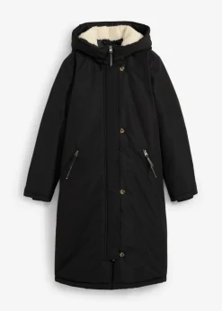 bonprix bonprix Chaquetas Y Abrigos>Abrigo de invierno con forro de peluche en la capucha Negro