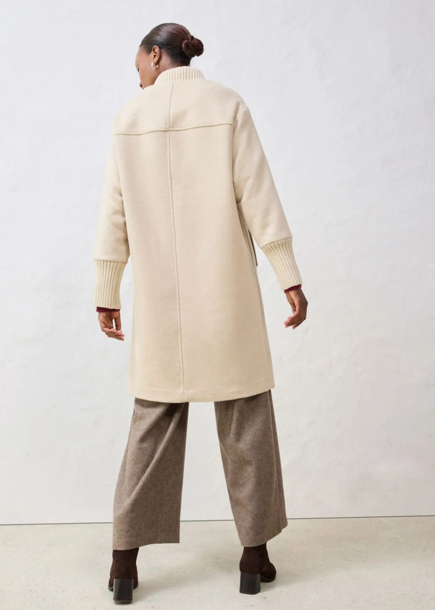 bonprix bonprix Premium|Chaquetas Y Abrigos>Abrigo de lana con ribete de punto Arena claro