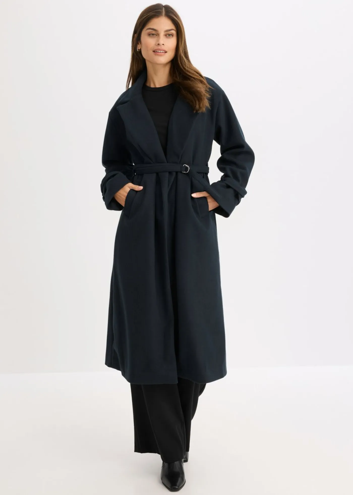 bonprix bonprix Chaquetas Y Abrigos|Tallas Pequeñas>Abrigo de mezcla de viscosa Antracita oscuro