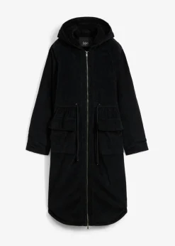 Mujer bonprix bonprix Abrigo de pana de algodón puro con capucha de pelo