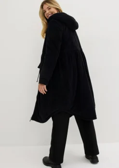 Mujer bonprix bonprix Abrigo de pana de algodón puro con capucha de pelo