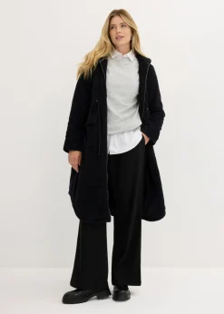 Mujer bonprix bonprix Abrigo de pana de algodón puro con capucha de pelo