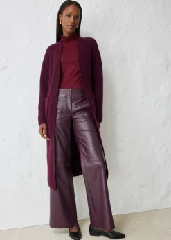 bonprix bonprix Premium|Jerséis>Abrigo de punto con alpaca rojo burdeos