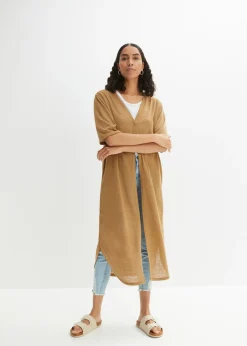 Mujer bonprix bonprix Abrigo de punto con aspecto de lino