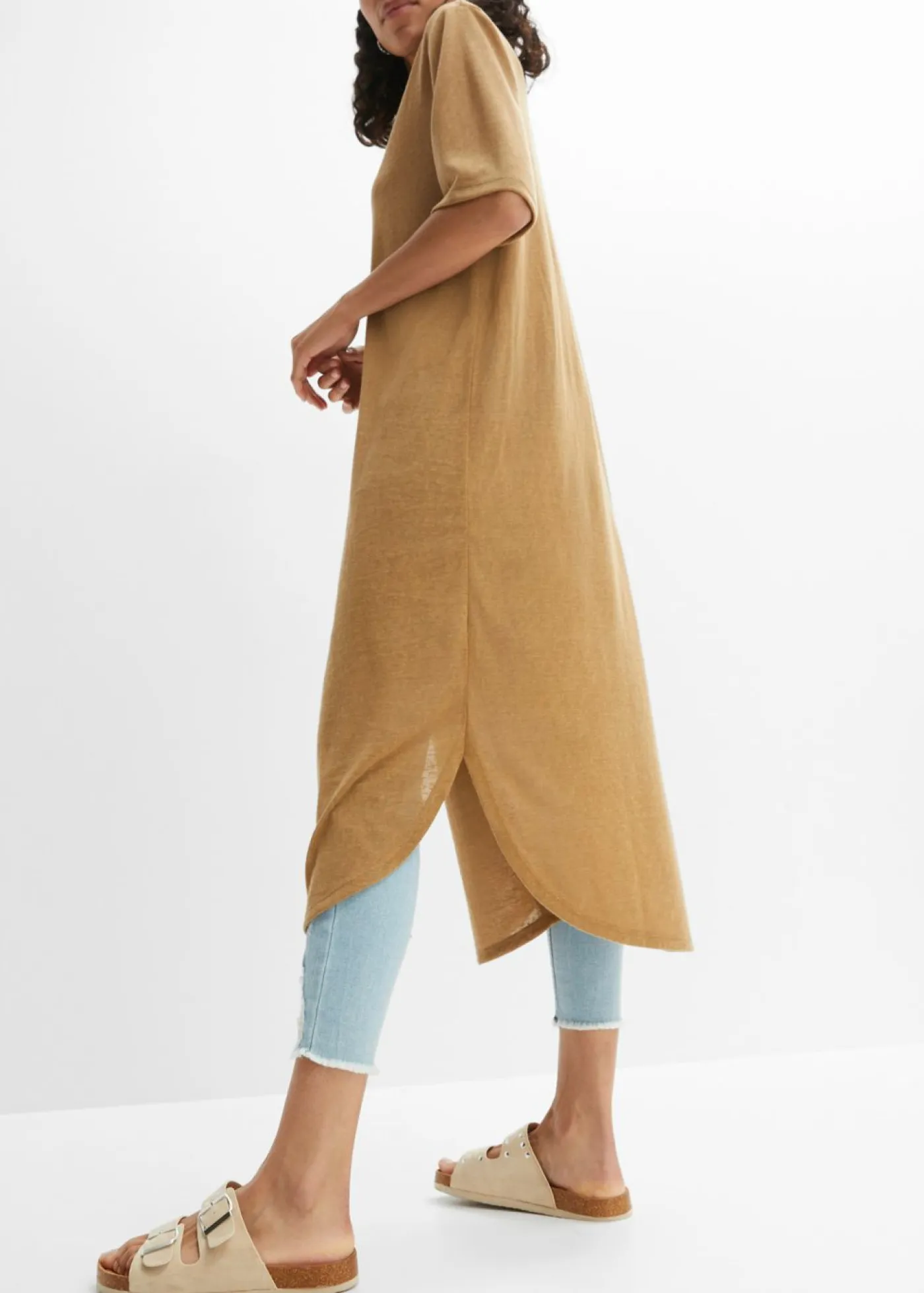 Mujer bonprix bonprix Abrigo de punto con aspecto de lino