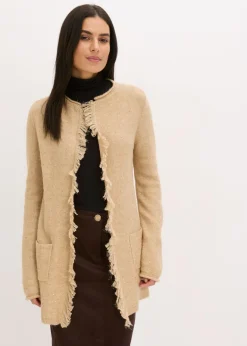 Mujer bonprix bonprix Abrigo de punto corto con lentejuelas e hilo brillante