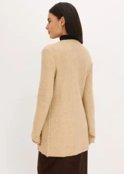 Mujer bonprix bonprix Abrigo de punto corto con lentejuelas e hilo brillante