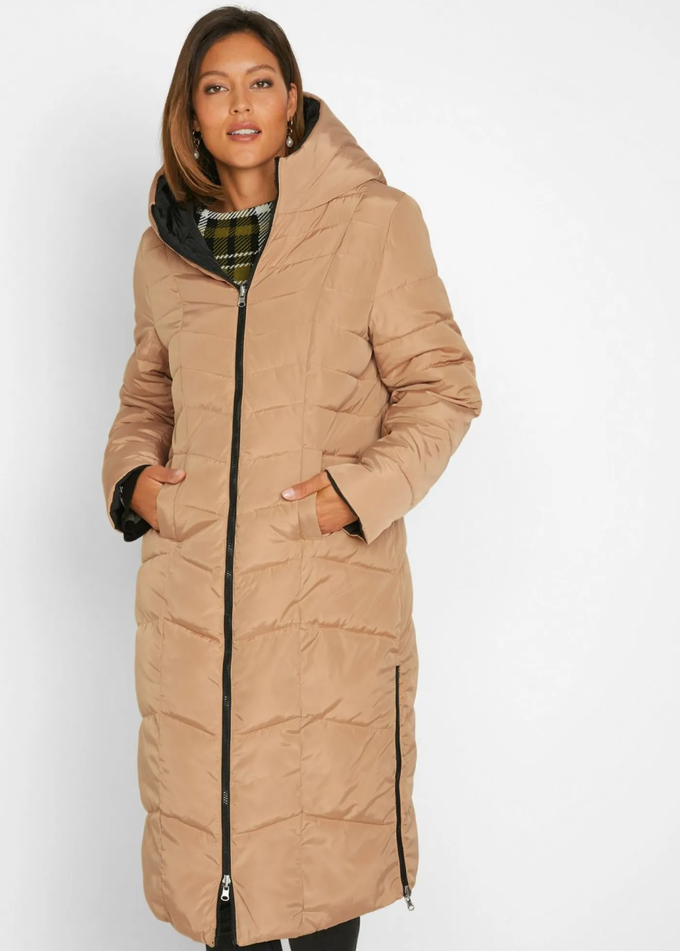 bonprix bonprix Chaquetas Y Abrigos>Abrigo guateado reversible Negro-capuchino