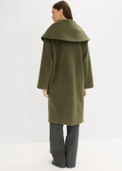 Mujer bonprix bonprix Abrigo holgado con aspecto de lana y cuello ancho