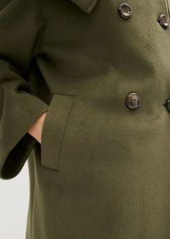 Mujer bonprix bonprix Abrigo holgado con aspecto de lana y cuello ancho