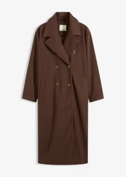 bonprix bonprix Chaquetas Y Abrigos>Abrigo holgado con aspecto de lana Marrón oscuro