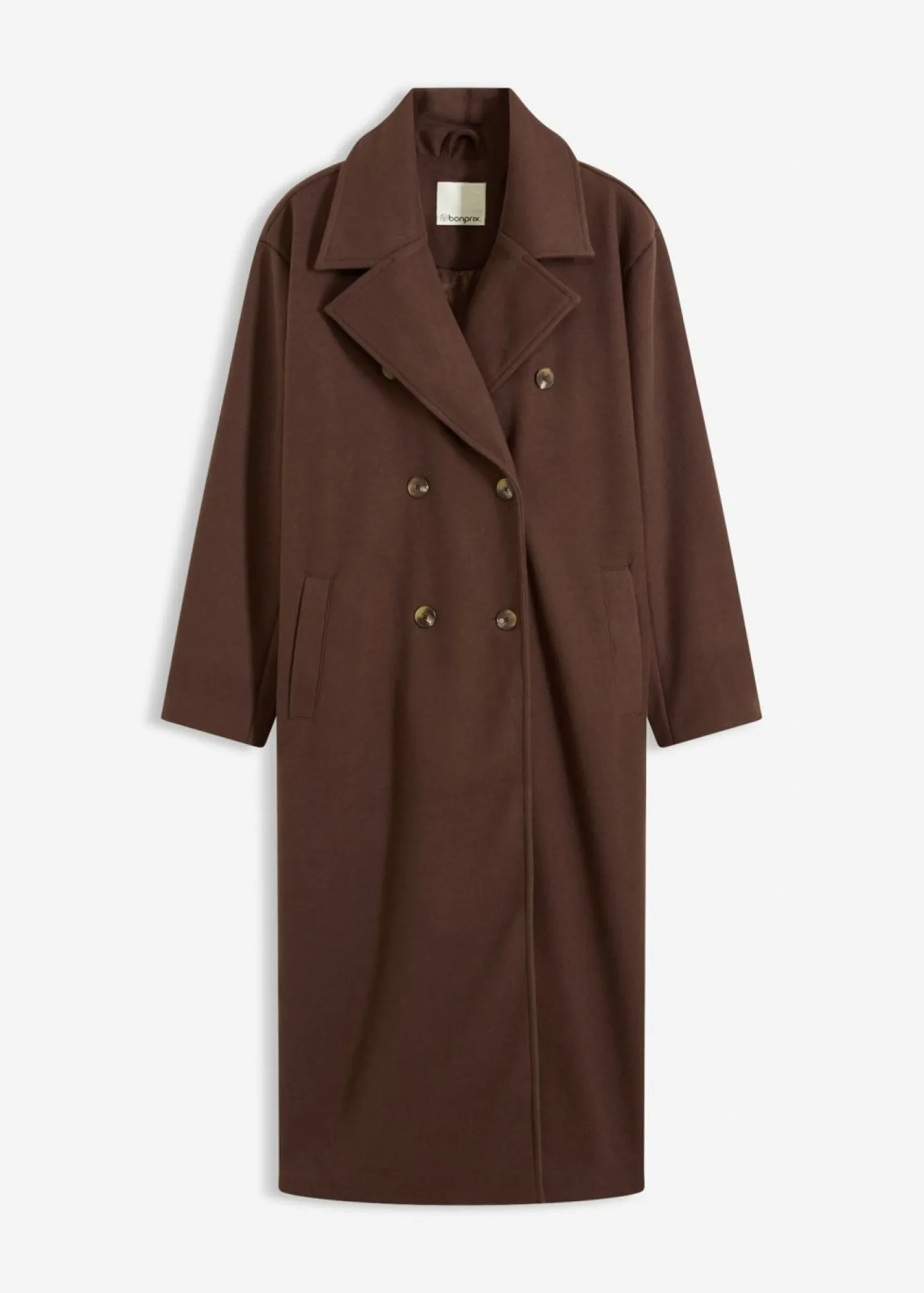 bonprix bonprix Chaquetas Y Abrigos>Abrigo holgado con aspecto de lana Marrón oscuro