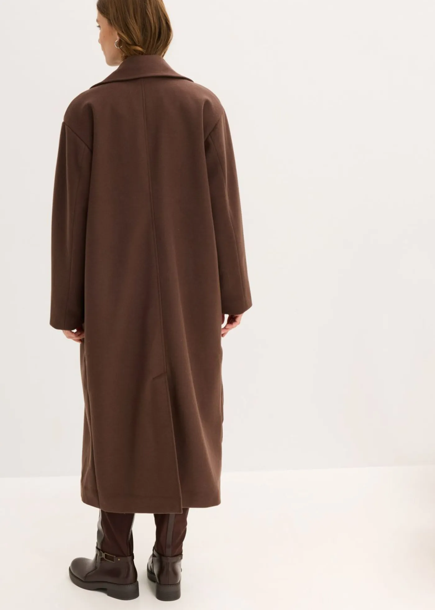 bonprix bonprix Chaquetas Y Abrigos>Abrigo holgado con aspecto de lana Marrón oscuro