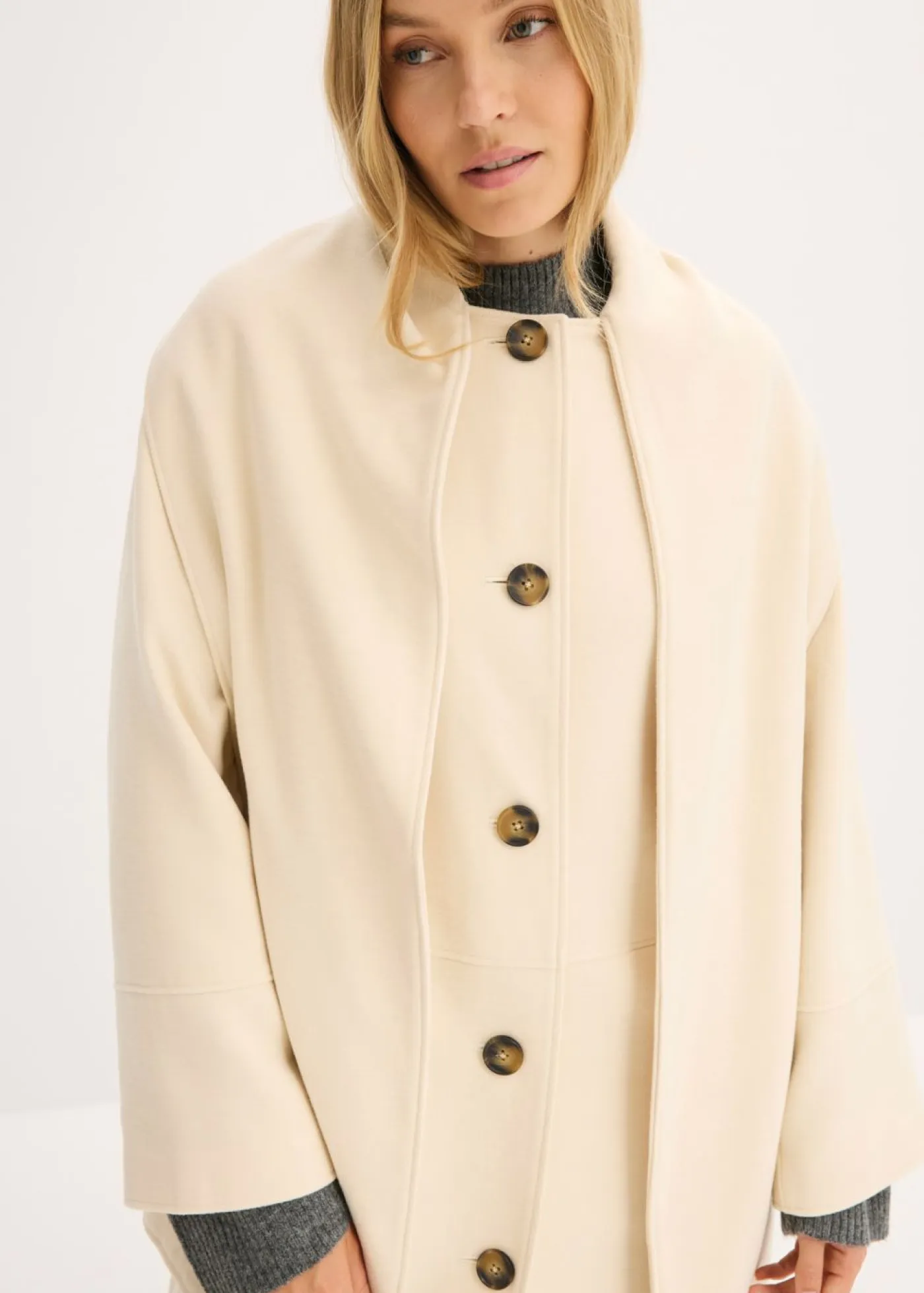 Mujer bonprix bonprix Abrigo holgado con dos bolsillos cosidos