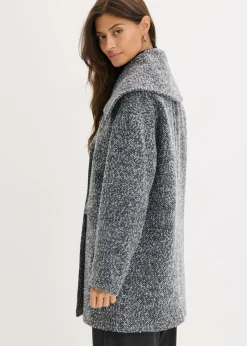 Mujer bonprix bonprix Abrigo holgado corto con aspecto de lana jaspeada
