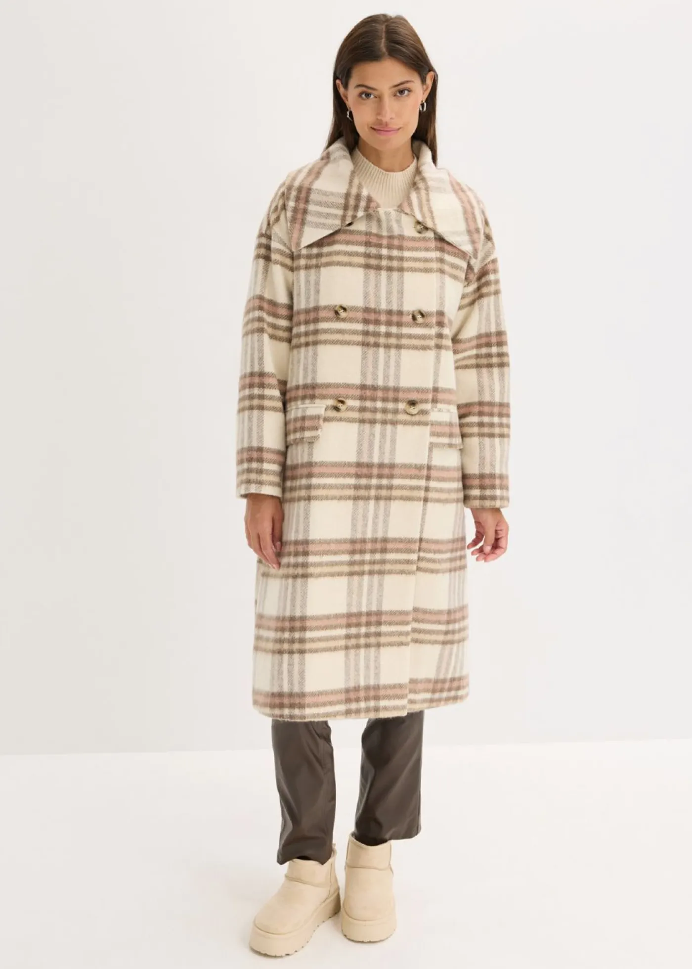 Mujer bonprix bonprix Abrigo holgado de mezcla de lana suave