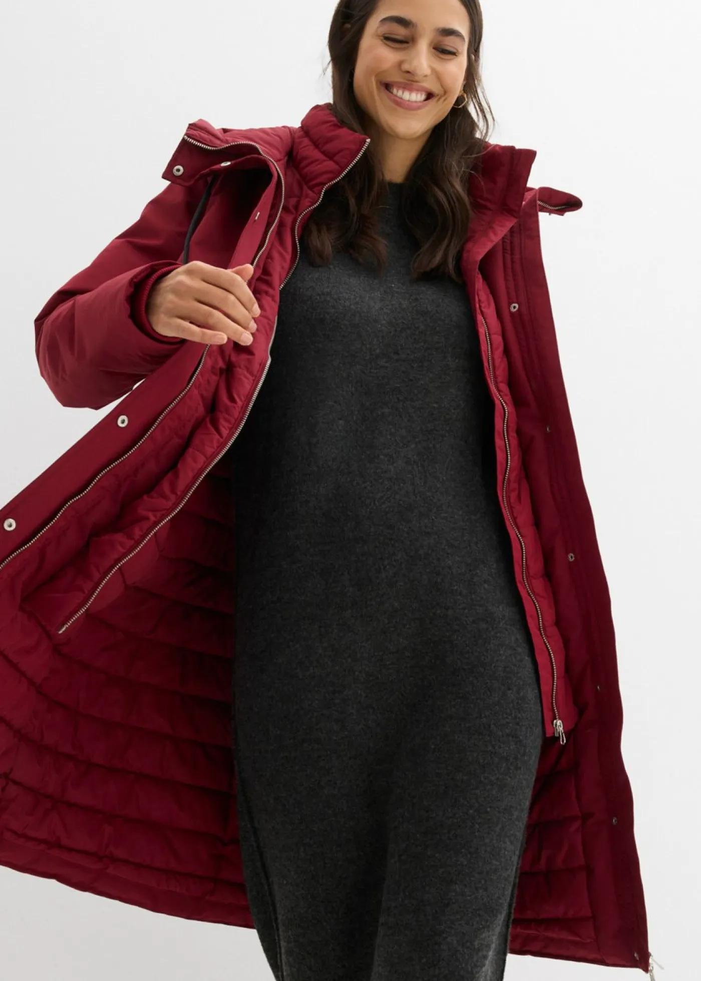 bonprix bonprix Chaquetas Y Abrigos>Abrigo impermeable 2 en 1 para exteriores Rojo