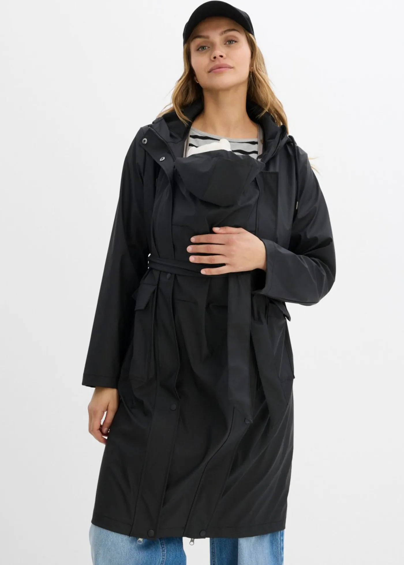 Mujer bonprix bonprix Abrigo impermeable y cortavientos 3 en 1 premamá y de porteo con dos insertos