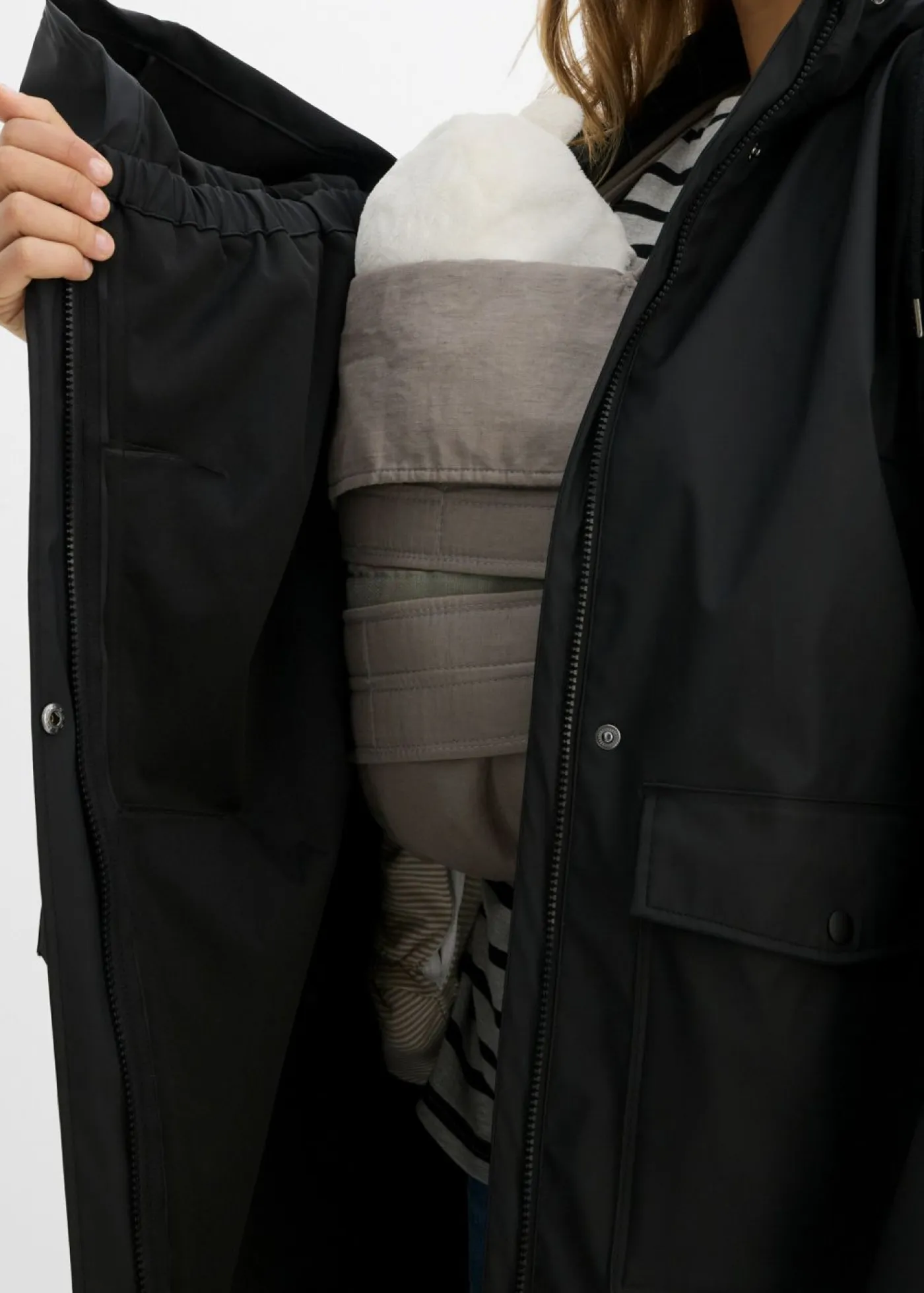 Mujer bonprix bonprix Abrigo impermeable y cortavientos 3 en 1 premamá y de porteo con dos insertos