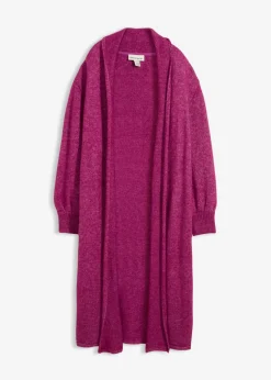 bonprix bonprix Jerséis|Ropa De Punto>Abrigo largo de punto con acabado hairy Fucsia oscuro