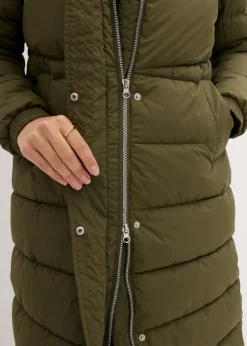 Mujer bonprix bonprix Abrigo largo guateado con capucha