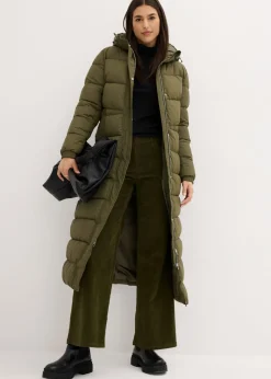 Mujer bonprix bonprix Abrigo largo guateado con capucha