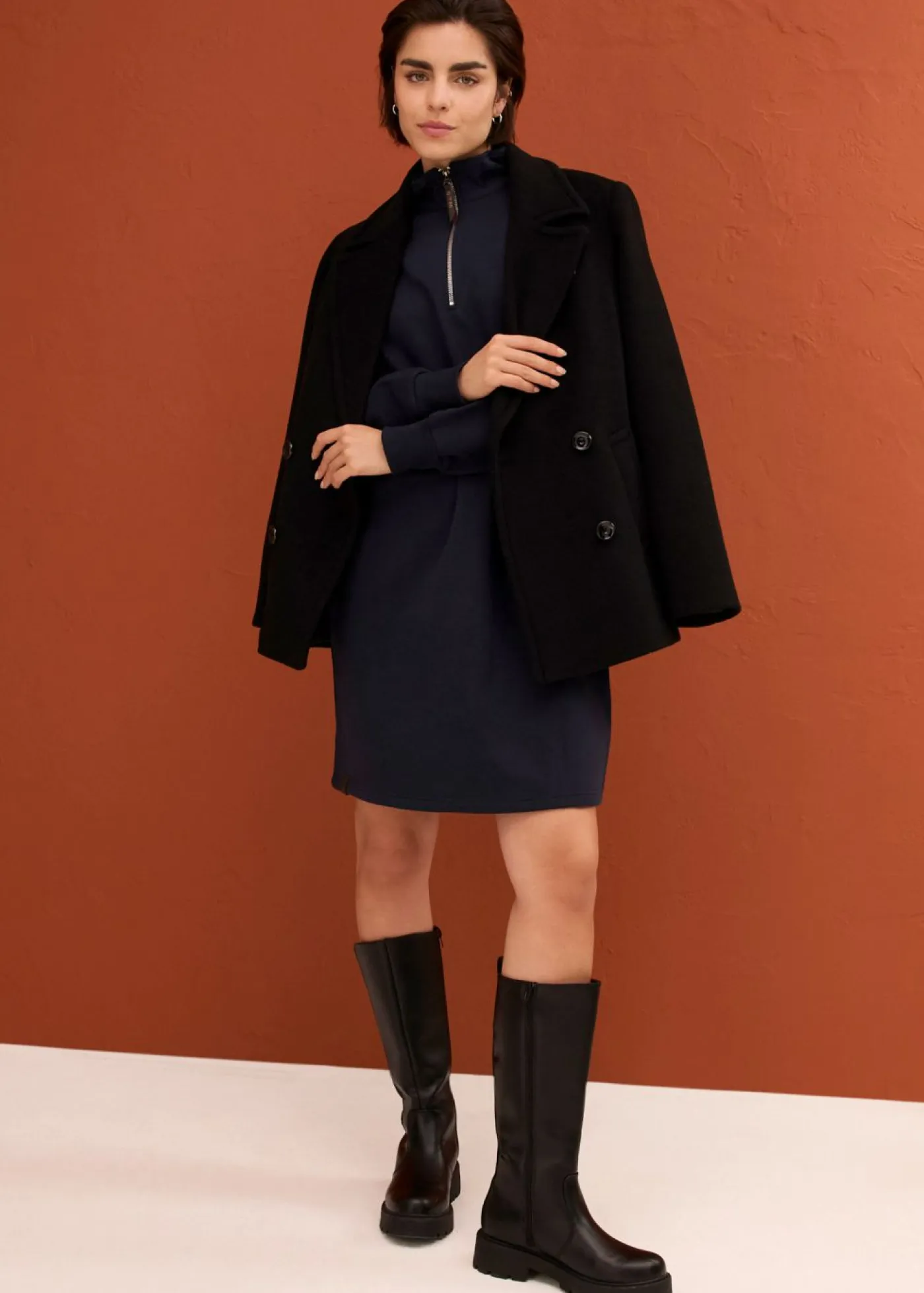 bonprix bonprix Premium|Chaquetas Y Abrigos>Abrigo marinero de lana Negro