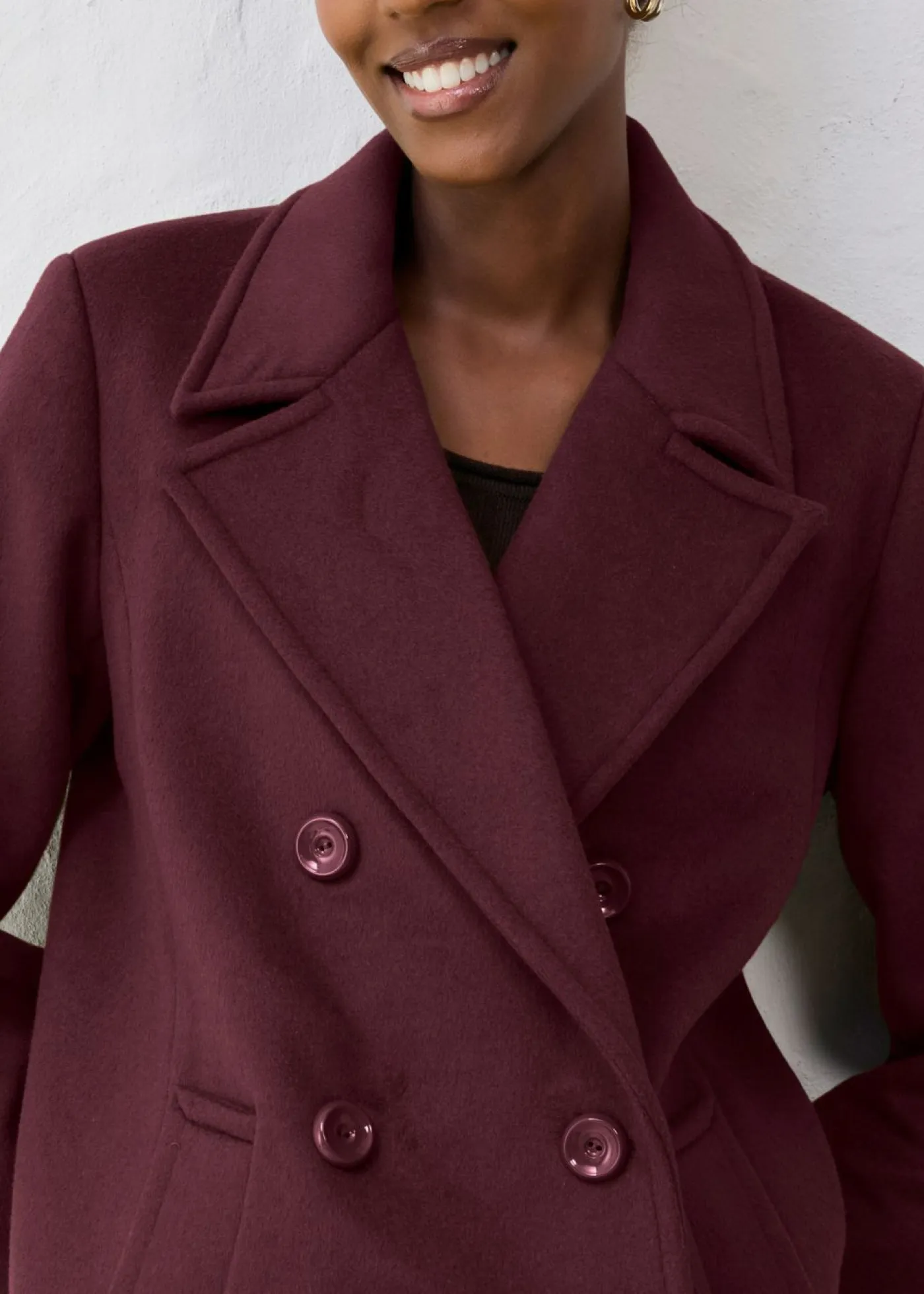 bonprix bonprix Premium|Chaquetas Y Abrigos>Abrigo marinero de lana rojo burdeos