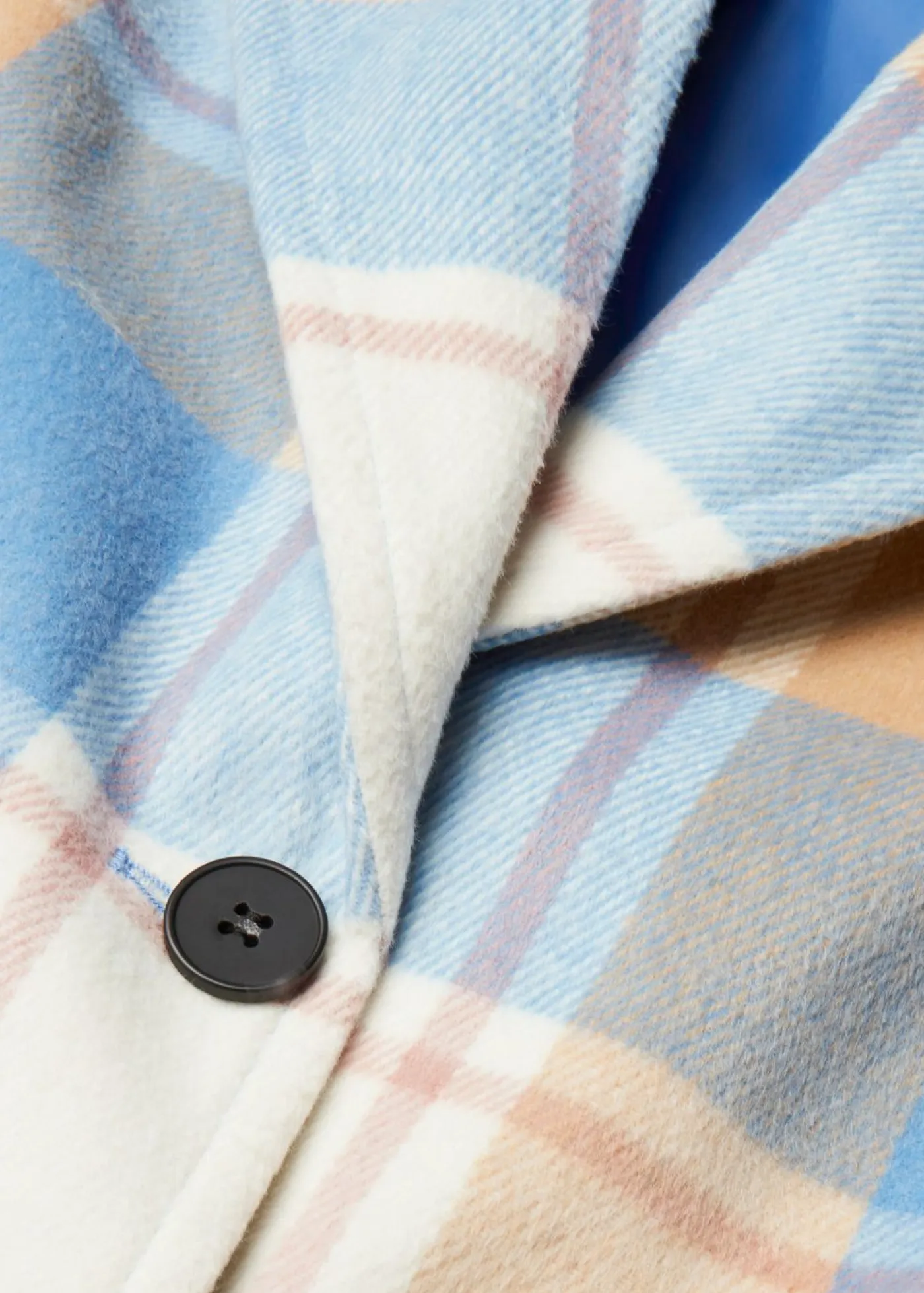 bonprix bonprix Chaquetas Y Abrigos>Abrigo oversize con look de lana azul brillante-blanco lana-café con leche-rosa palo a cuadros