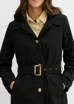 Mujer bonprix bonprix Abrigo tipo trenka con capucha desmontable