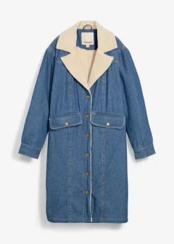 Mujer bonprix bonprix Abrigo vaquero de invierno con forro cálido