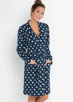 bonprix bonprix Albornoces Y Batas>Albornoz de algodón orgánico Azul marino de lunares