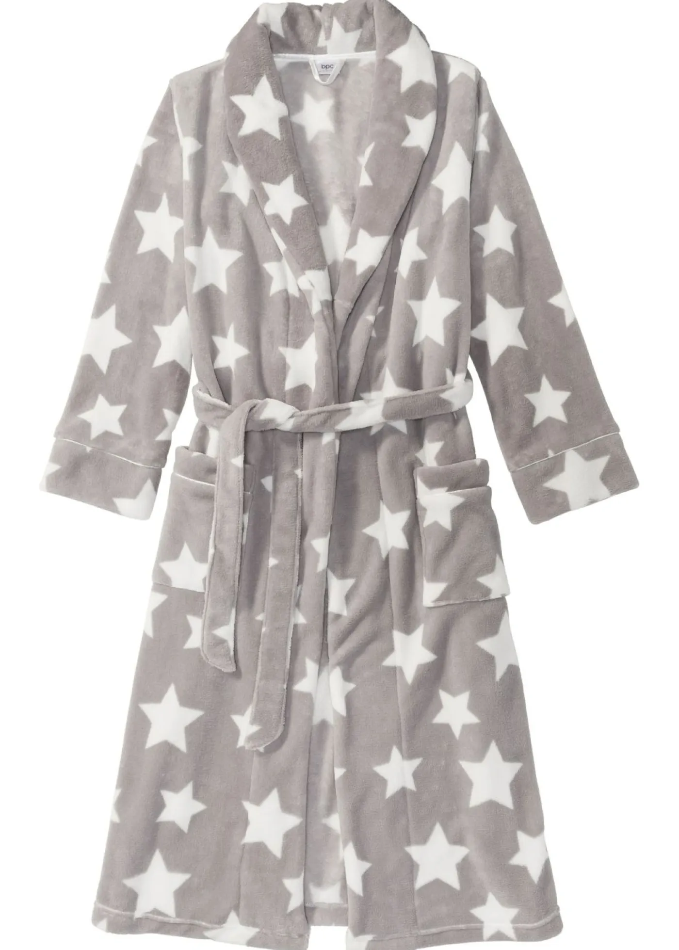 bonprix bonprix Albornoces Y Batas>Albornoz de felpa gris-blanco lana, con estampado