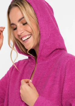 Mujer bonprix bonprix Albornoz de rizo de algodón orgánico con cremallera